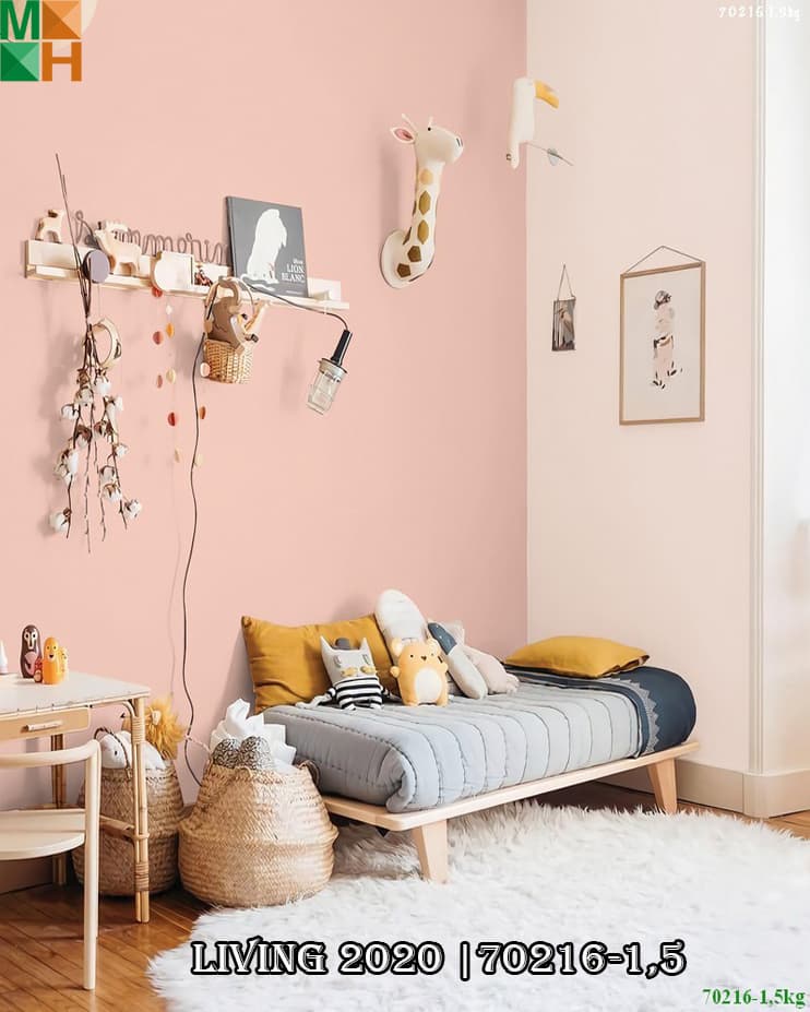  Giấy dán tường đơn sắc Hàn Quốc 70216 tông màu pastel hồng, vàng, xanh.